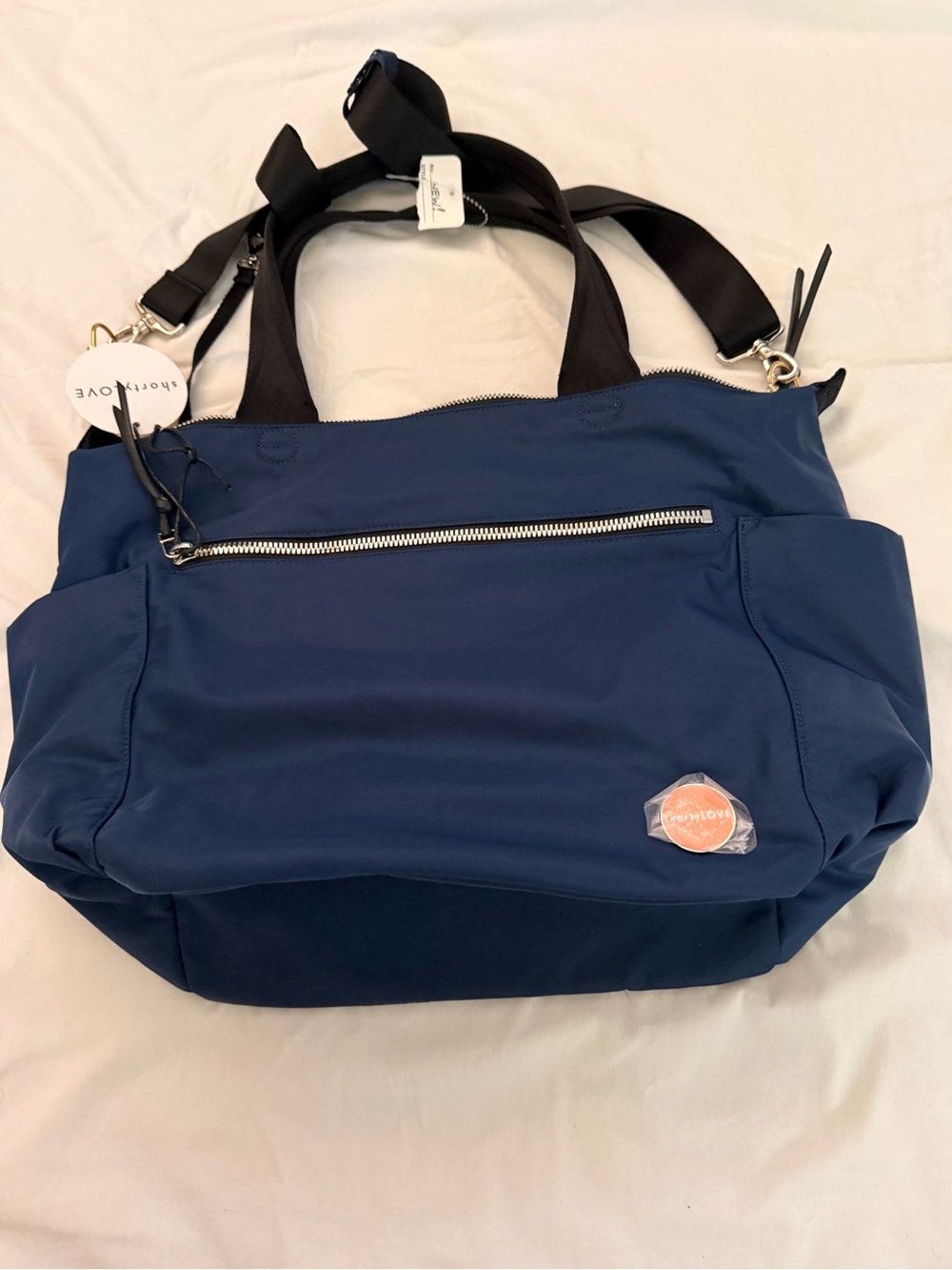 Shortylove Navy Tote with Front Zip Pocket